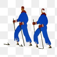 Skiing men png, vintage sport illustration by Jack Rivolta, transparent background. Remixed by rawpixel.