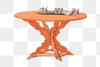 Orange wooden table png, furniture illustration, transparent background. Remixed by rawpixel.