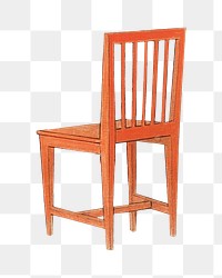 Orange wooden chair png, furniture illustration, transparent background. Remixed by rawpixel.