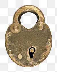 Vintage padlock png, old object designed by H. C. Jones, transparent background. Remixed by rawpixel.