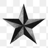 Five-pointed star png, vintage illustration on transparent background. Remixed by rawpixel.