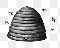 Vintage beehive png illustration on transparent background. Remixed by rawpixel.