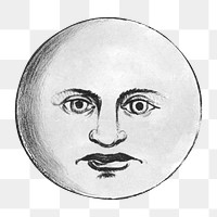 Moon png man's face illustration on transparent background. Remixed by rawpixel.