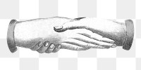 Vintage handshake png, hand gesture illustration, transparent background. Remixed by rawpixel.