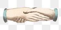 Vintage handshake png, hand gesture illustration, transparent background. Remixed by rawpixel.