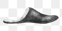 House slipper png, vintage illustration, transparent background. Remixed by rawpixel.