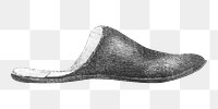 House slipper png, vintage illustration, transparent background. Remixed by rawpixel.