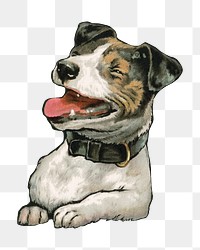 Vintage happy dog png, transparent background. Remixed by rawpixel. 