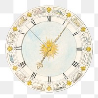 Vintage zodiac clock png, transparent background. Remixed by rawpixel. 