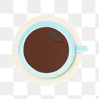 Coffee png element, paper craft design on transparent background