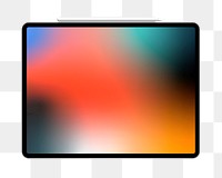 Tablet png gradient screen, transparent background