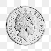 UK ten pence png sticker, silver coin money image on transparent background. Location unknown, 4 MAY 2017.