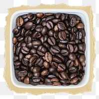 Roasted coffee png sticker, food & drink ripped paper, transparent background