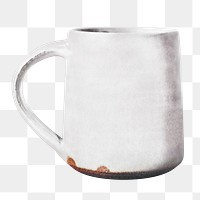 White ceramic mug png sticker, utensil image on transparent background