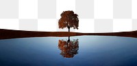 Lake & tree png border, transparent background