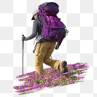 Male hiker png sticker, transparent background