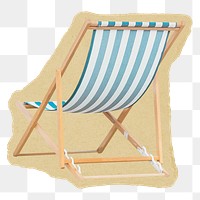 Beach chair png sticker, ripped paper, transparent background