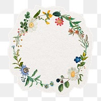 PNG flower frame badge, decorative sticker in transparent background