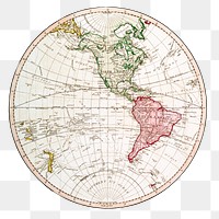 Png globe sticker, hand drawn vintage illustration, transparent background