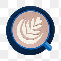 Paper latte art png sticker, transparent background