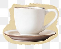 Coffee cup png sticker, food & drink torn paper, transparent background