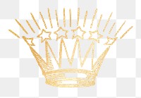 Gold crown png sticker, transparent background