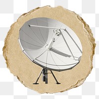 Satellite dish png sticker, ripped paper, transparent background