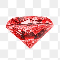 Red diamond png sticker, luxury jewel, transparent background