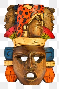 Png carved Mayan mask png sticker, transparent background