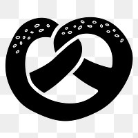 Black pretzel png food sticker, transparent background