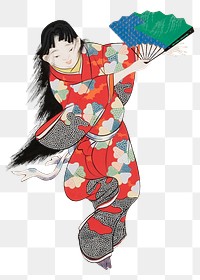 Vintage Japanese woman png on transparent background. Remastered by rawpixel. 