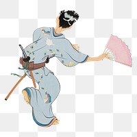 Vintage Japanese woman png on transparent background. Remastered by rawpixel. 