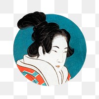 Hokusai’s Japanese woman png on transparent background.   Remastered by rawpixel. 