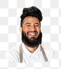 Png man in apron sticker, transparent background