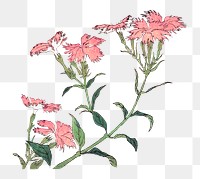 Hokusai&rsquo;s pink flowers png on transparent background.   Remastered by rawpixel. 