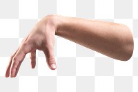 Png empty hands grasping sticker, transparent background