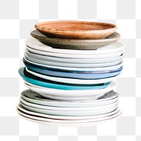 Stack plates png sticker, transparent background 