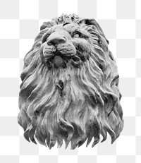 Lion sculpture png sticker, transparent background