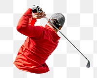 Man playing golf png sticker, transparent background