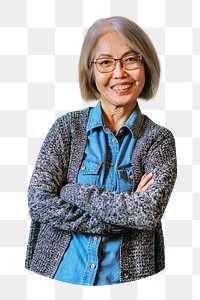 Senior asian woman png sticker, transparent background