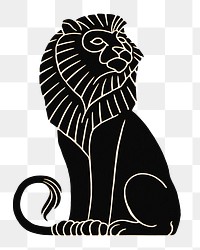 Black lion png animal illustration, transparent background.  Remastered by rawpixel