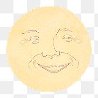 Smiling moon png sticker, transparent background.  Remastered by rawpixel