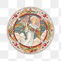 Vintage angel png stain glass element, transparent background.  Remastered by rawpixel