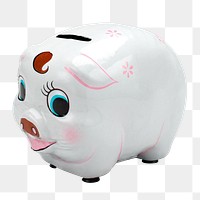 Aesthetic piggy bank png on transparent background.  Remastered by rawpixel