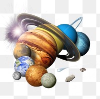 Solar system png sticker, planets, galaxy, transparent background