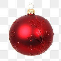 Red Christmas bauble png sticker, transparent background