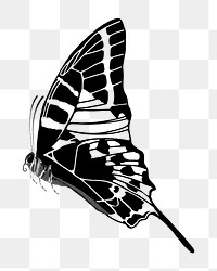 Black butterfly png sticker, vintage insect on transparent background. Remixed from the artwork of E.A. Séguy.