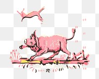 Harold Merriam's png pink bull illustration on transparent background.    Remastered by rawpixel