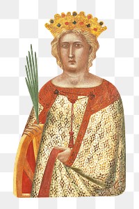 Catherine of Alexandria png, vintage religious illustration on transparent background.   Remastered by rawpixel