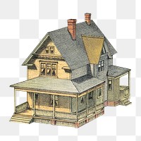 Vintage wooden house png sticker  on transparent background.   Remixed by rawpixel.